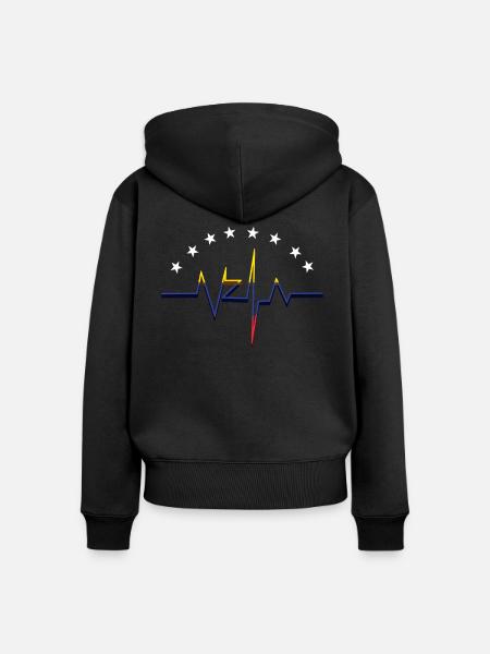 Herzschlag Venezuela - Frauen Premium Bio Zip Hoodie - Schwarz