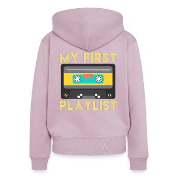 80er 90er Kassette - Frauen Premium Bio Zip Hoodie - Altrosa - Hinten - Julia (174cm)