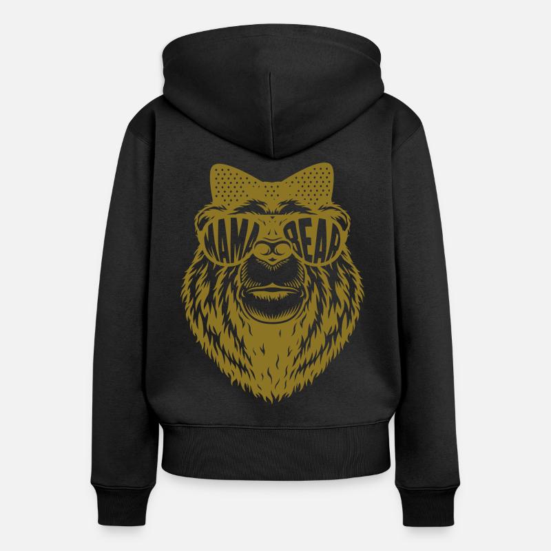 Mama Bear | Couleur changeable - Sweat à capuche zippé Premium bio Femme - noir