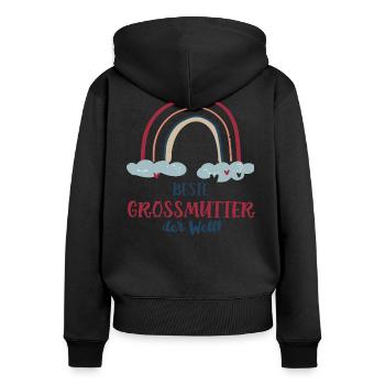 Beste Grossmutter Regenbogen Grossmama Oma Omi - Frauen Premium Bio Zip Hoodie - Schwarz - Hinten - Julia (174cm)