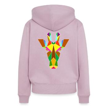 Géométrie girafe - Sweat à capuche zippé Premium bio Femme - rose poudré - Dos - Julia (174cm)