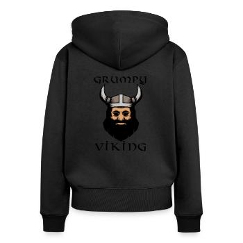 Viking Grumpy Viking drôle de bande dessinée - Sweat à capuche zippé Premium bio Femme - noir - Dos - Julia (174cm)