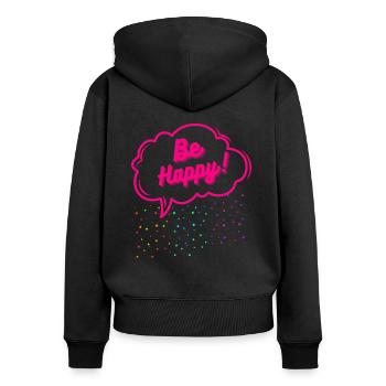 HappyRain - Women's Premium Organic Zip Hoodie - black - Back - Julia (174cm)