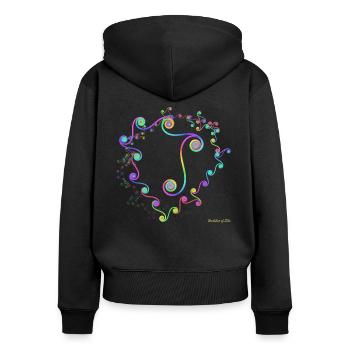 Evolution of Zeta - sehr bunt und im Format 1:1 - Frauen Premium Bio Zip Hoodie - Schwarz - Hinten - Julia (174cm)