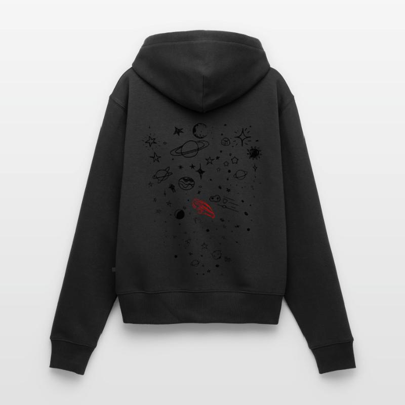 Tesla, Espace, Sweat à capuche zippé Premium bio Femme
