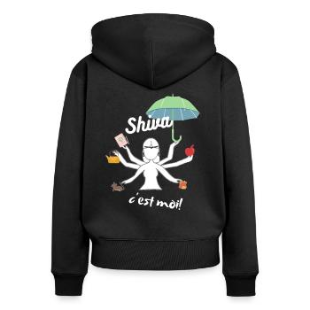 Parce que toute femme est un peu une Shiva ! - Sweat à capuche zippé Premium bio Femme - noir - Dos - Julia (174cm)