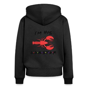 I'm his lobster, lustiges Friends Design / Paare - Frauen Premium Bio Zip Hoodie - Schwarz - Hinten - Julia (174cm)