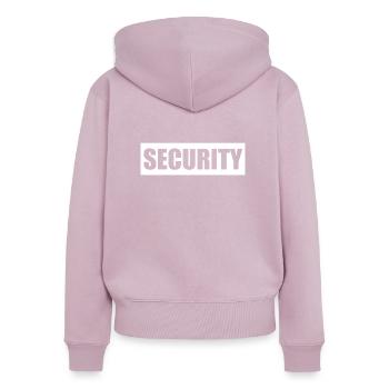 Security Wachdienst Sicherheitsdienst Türsteher - Frauen Premium Bio Zip Hoodie - Altrosa - Hinten - Julia (174cm)