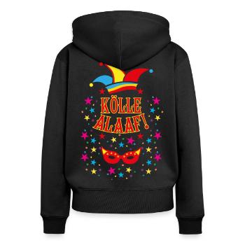 10 KÖLLE ALAAF Karneval Hut Karnevalshut Maske - Frauen Premium Bio Zip Hoodie - Schwarz - Hinten - Julia (174cm)