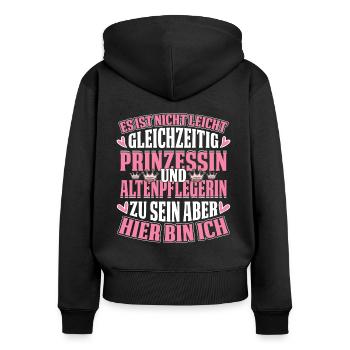 Altenpflegerin Altenpflegerin Altenpflegerin - Frauen Premium Bio Zip Hoodie - Schwarz - Hinten - Julia (174cm)