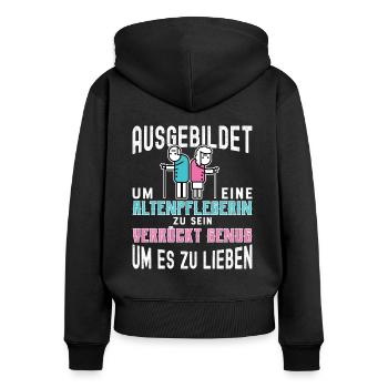 Altenpflegerin Altenpflegerin Altenpflegerin - Frauen Premium Bio Zip Hoodie - Schwarz - Hinten - Julia (174cm)