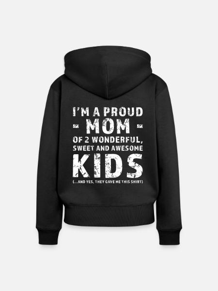 Drôle mère Cadeau 2 Enfants NOM DES - Premium økologisk hoodie med lynlås til kvinder - sort
