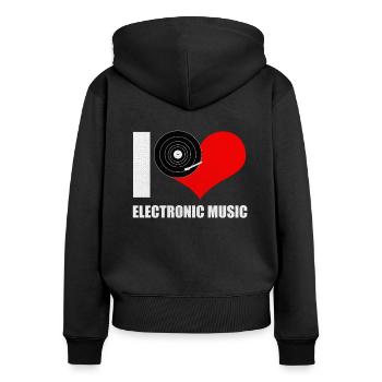 DJ Elektro musique électro techno Musique BPM cadeau - Sweat à capuche zippé Premium bio Femme - noir - Dos - Julia (174cm)