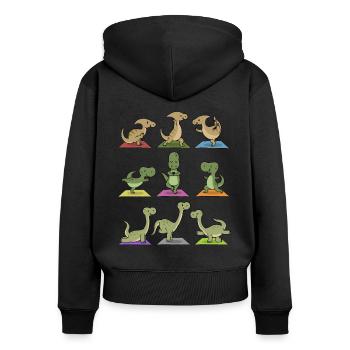 Yoga Dinosaur Meditation Yogi Namaste Gift - Women's Premium Organic Zip Hoodie - black - Back - Julia (174cm)