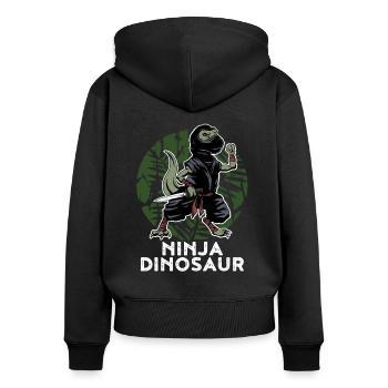 Ninja Dinosaur Martial Arts Ninjutsu Fighter - Women's Premium Organic Zip Hoodie - black - Back - Julia (174cm)