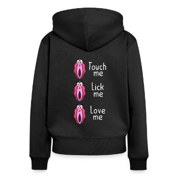 Love your Vagina - Frauen Premium Bio Zip Hoodie - Schwarz - Hinten - Julia (174cm)