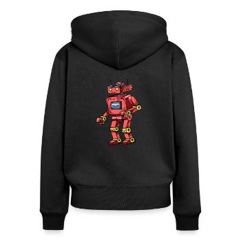 Robots - Sweat à capuche zippé Premium bio Femme - noir - Dos - Julia (174cm)