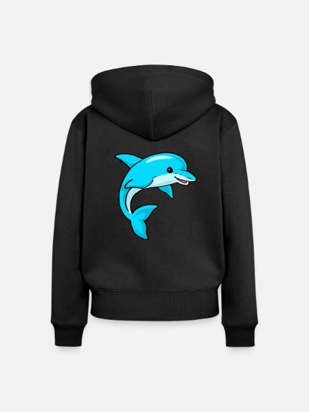 Delfin - Frauen Premium Bio Zip Hoodie - Schwarz