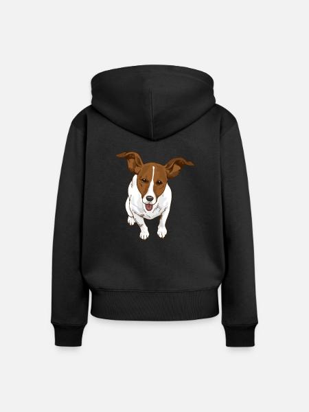 Jack Russel - Frauen Premium Bio Zip Hoodie - Schwarz