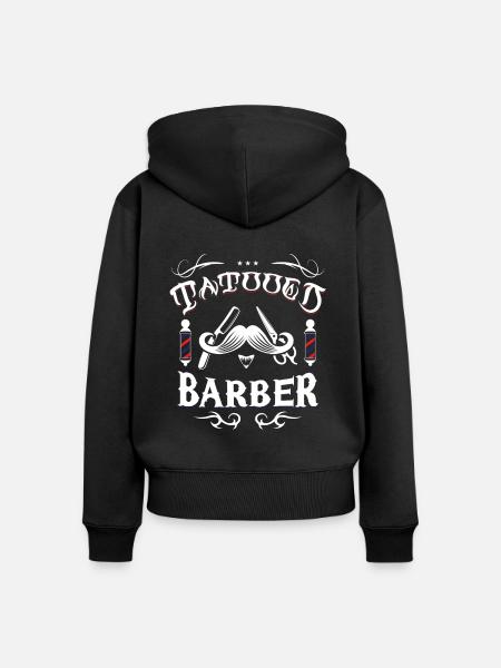 Tätowierter Barbier - Frauen Premium Bio Zip Hoodie - Schwarz