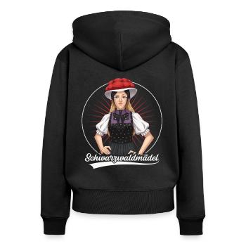 Schwarzwaldmädel Irma - Frauen Premium Bio Zip Hoodie - Schwarz - Hinten - Julia (174cm)