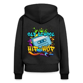 Old School Hip Hop 80s 90s Graffiti cassette - Sweat à capuche zippé Premium bio Femme - noir - Dos - Julia (174cm)