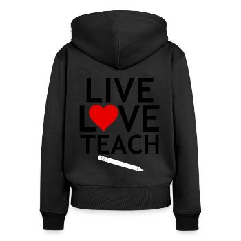 Lehrerin - Frauen Premium Bio Zip Hoodie - Schwarz - Hinten - Julia (174cm)