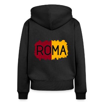 Roma - Frauen Premium Bio Zip Hoodie - Schwarz - Hinten - Julia (174cm)