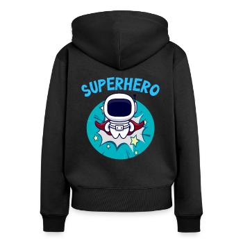Anniversaire d’enfant Astronaute Superhero Superhero - Sweat à capuche zippé Premium bio Femme - noir - Dos - Julia (174cm)