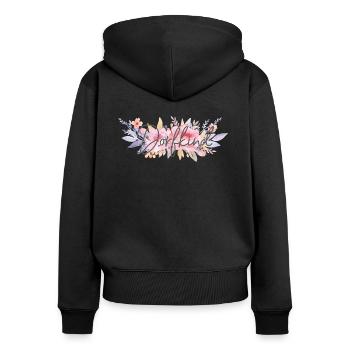 Dorfkind Tante Emmas Laedele Shirt Transparent - Frauen Premium Bio Zip Hoodie - Schwarz - Hinten - Julia (174cm)