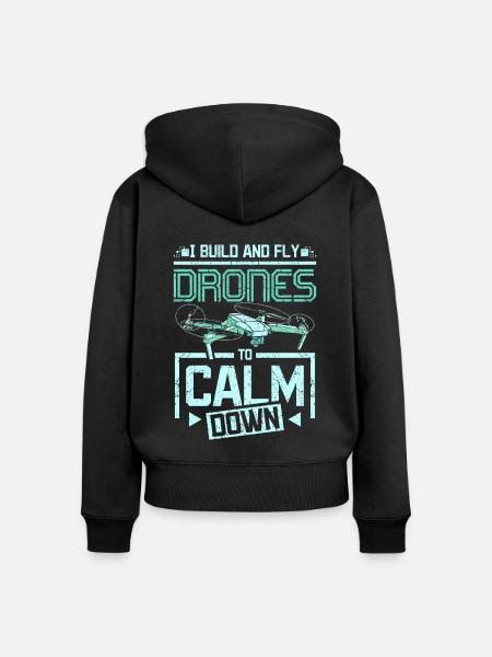 Fly drones to calm down - Frauen Premium Bio Zip Hoodie - Schwarz