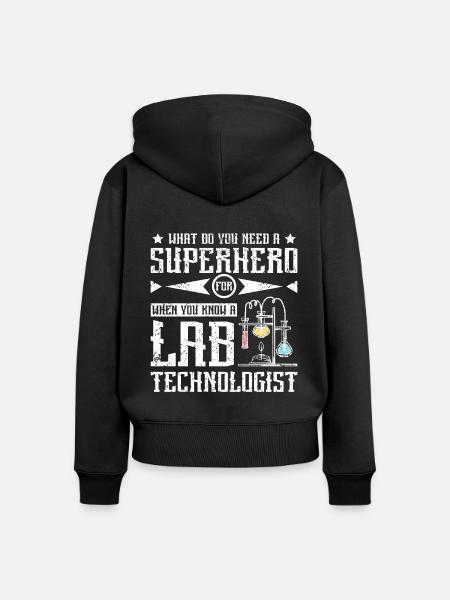 Superhero lab technologist - Frauen Premium Bio Zip Hoodie - Schwarz