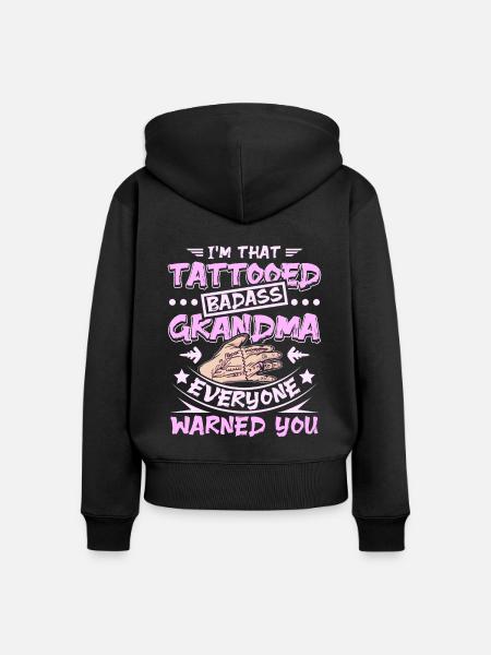 Tattooed badass grandma - Frauen Premium Bio Zip Hoodie - Schwarz