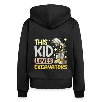 This kid loves excavators - Frauen Premium Bio Zip Hoodie - Schwarz - Hinten - Julia (174cm)
