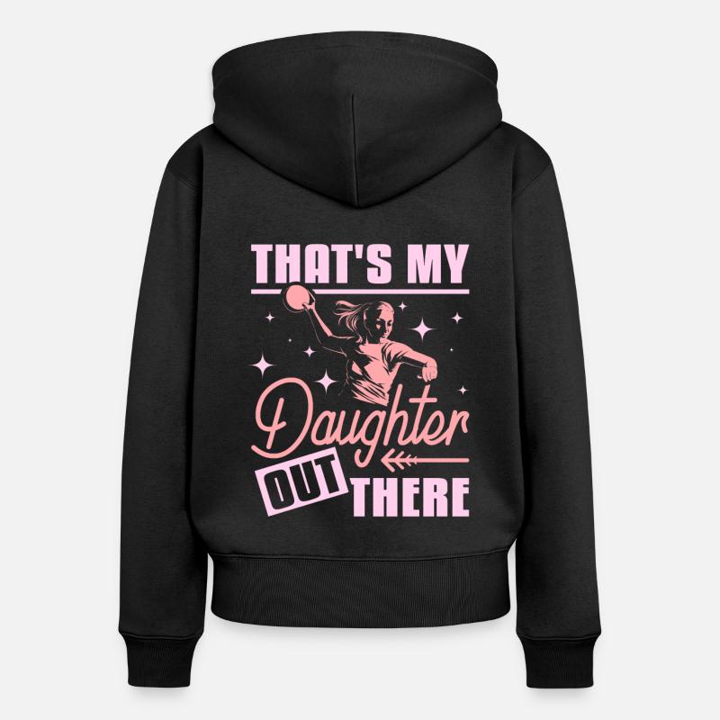 C’est mon doughter là-bas handball - Sweat à capuche zippé Premium bio Femme - noir