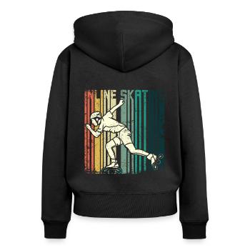 Patin à roues alignées Retro Vintage - Sweat à capuche zippé Premium bio Femme - noir - Dos - Julia (174cm)