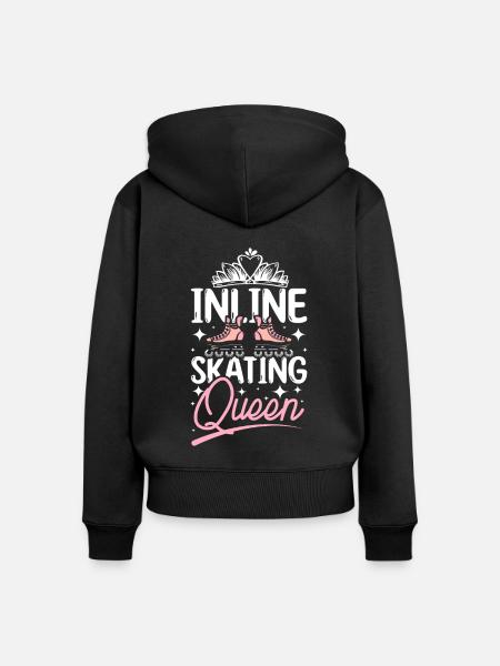 Inline skating queen - Frauen Premium Bio Zip Hoodie - Schwarz