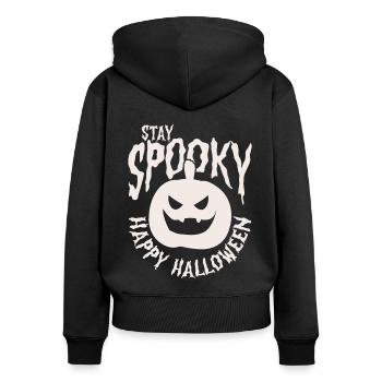 Citrouille d’Halloween - Sweat à capuche zippé Premium bio Femme - noir - Dos - Julia (174cm)