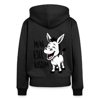 Esel Kostüm lustiges Tier Karneval Fasching lustig - Frauen Premium Bio Zip Hoodie - Schwarz - Hinten - Julia (174cm)