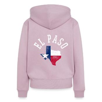 El Paso USA Flag Patriotic Design - Women's Premium Organic Zip Hoodie - dusky pink - Back - Julia (174cm)