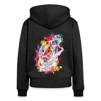 Aquarell-Design für Jazz-Saxophon-Enthusiasten - Frauen Premium Bio Zip Hoodie - Schwarz - Hinten - Julia (174cm)