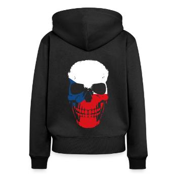 Drapeau de la République tchèque Pride Tchéquie Prague - Sweat à capuche zippé Premium bio Femme - noir - Dos - Julia (174cm)