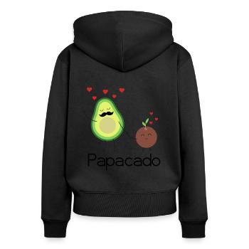 Papacado Vatertag Avocado Pärchen werdender Vater - Frauen Premium Bio Zip Hoodie - Schwarz - Hinten - Julia (174cm)