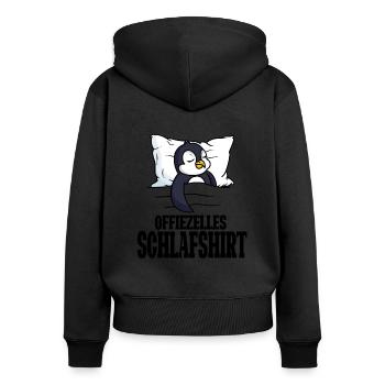 Offizielles Schlafshirt Pinguin Schlafanzug - Frauen Premium Bio Zip Hoodie - Schwarz - Hinten - Julia (174cm)