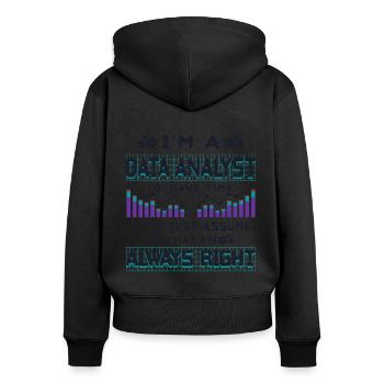 Analyste de données - Sweat à capuche zippé Premium bio Femme - noir - Dos - Julia (174cm)