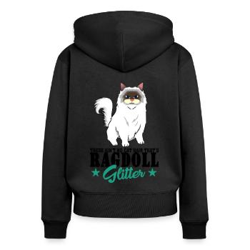 Ragdoll Haar - Frauen Premium Bio Zip Hoodie - Schwarz - Hinten - Julia (174cm)