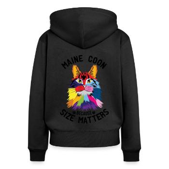 Maine Coon coloré - Sweat à capuche zippé Premium bio Femme - noir - Dos - Julia (174cm)