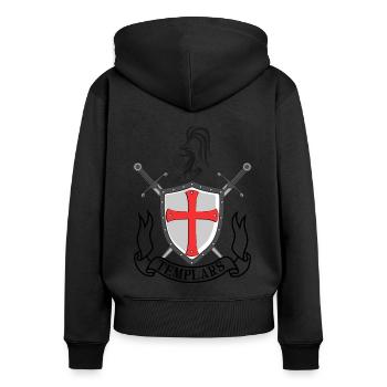 Ritter - Frauen Premium Bio Zip Hoodie - Schwarz - Hinten - Julia (174cm)