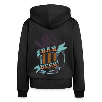 Barber Beer - Frauen Premium Bio Zip Hoodie - Schwarz - Hinten - Julia (174cm)