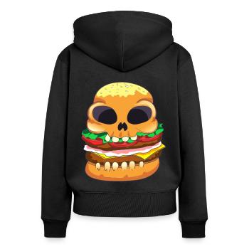 Burger crâne - Sweat à capuche zippé Premium bio Femme - noir - Dos - Julia (174cm)